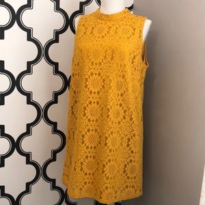 Yellow Mod Dress with Lace Excellent Condition